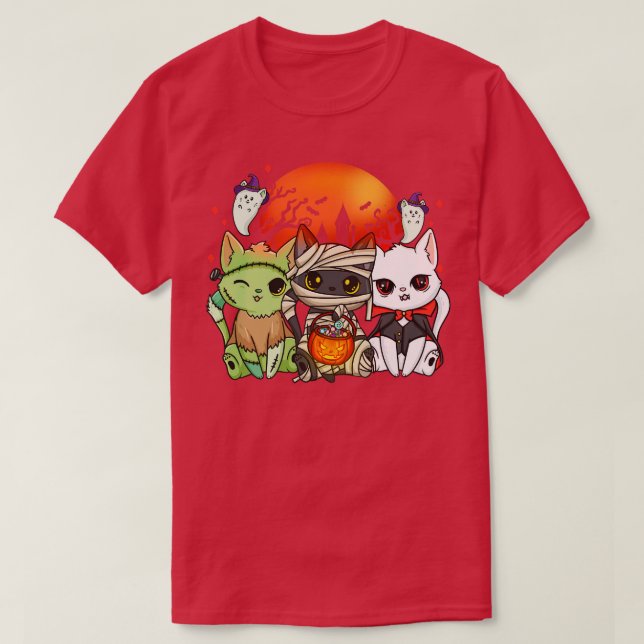 Camiseta Disfraz de Halloween para gatos de Halloween (Diseño del anverso)