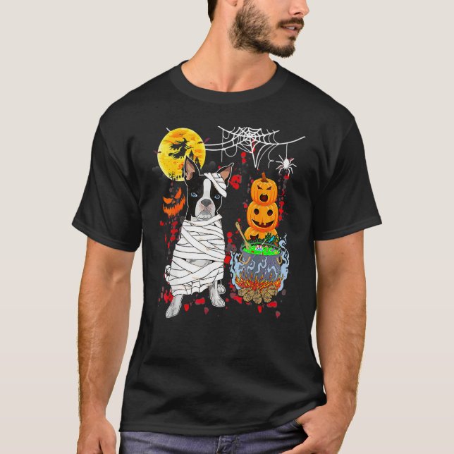 Camiseta Disfraz de Halloween para perro Boston Terrier (Anverso)