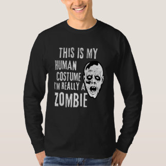 Camiseta Disfraz de Halloween Perezoso Cara de Zombi