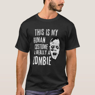 Camiseta Disfraz de Halloween Perezoso Cara de Zombi
