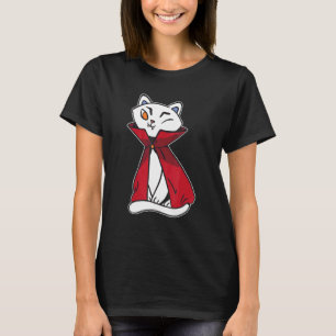 Camiseta Disfraz de Halloween Perezoso Gato Vampiro Gatito