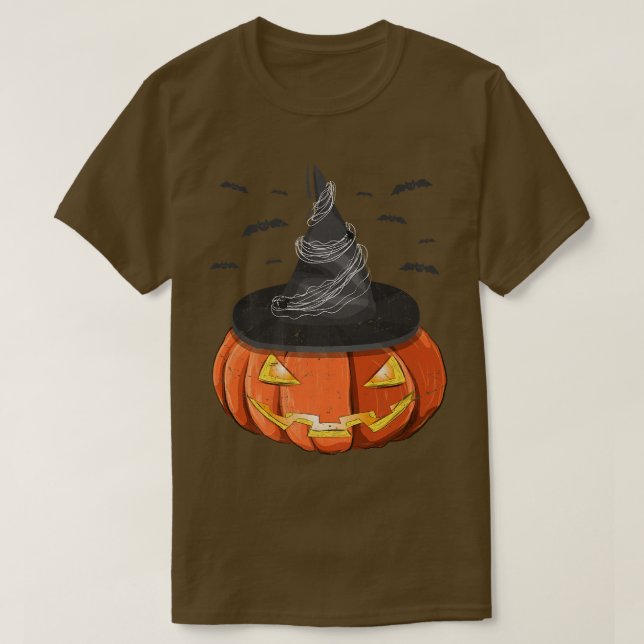 Camiseta Disfraz de Halloween Sombró a Jack O Lantern Witch (Diseño del anverso)