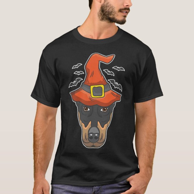 Camiseta Disfraz de Halloween Witch Doberman (Anverso)