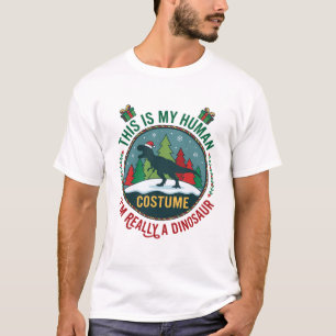 Camiseta Disfraz De Humano Dinosaurio Navidad Sombrero De S