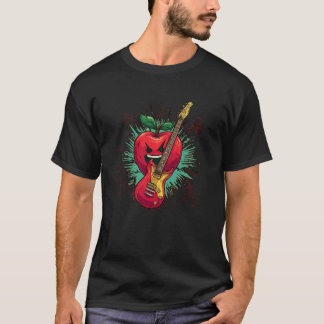 Camiseta Disfraz de manzana de roca agradable con guitarra