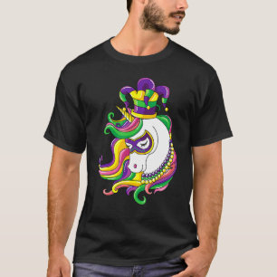 Camiseta Disfraz de Máscara de Mardi Gras Unicornio Arcoíri