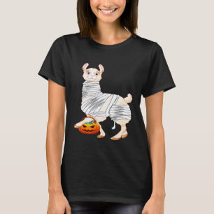 Camiseta Disfraz de Momia de Llama de Calabaza de Halloween