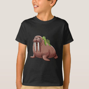 Camiseta Disfraz de morsa montando tortuga para niños amant