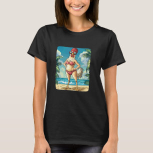 Camiseta Disfraz de Mujer Pollo Divertido en Bikini para Pl