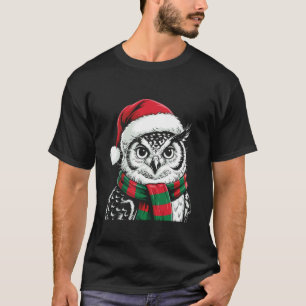 Camiseta Disfraz de Navidad de búho con sombrero y bufanda