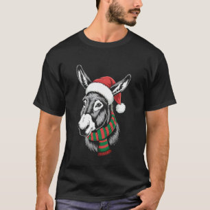 Camiseta Disfraz de Navidad para burro con sombrero y bufan