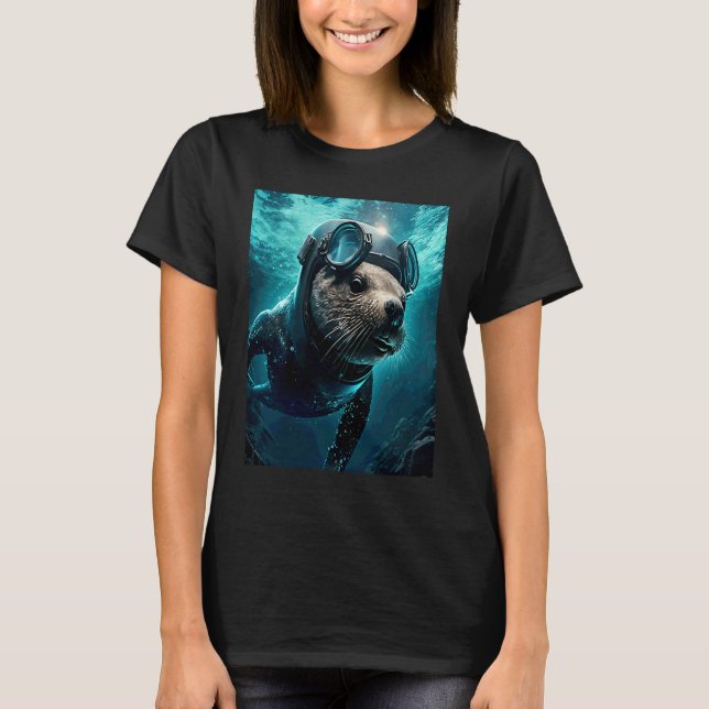 Camiseta Disfraz de nutria de mar genial buceo de nutria de (Anverso)