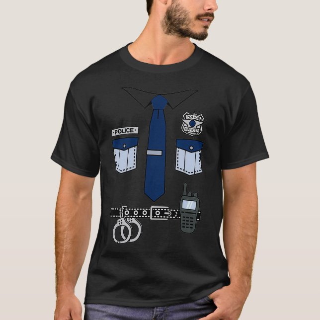 Camiseta Disfraz de oficial de policía para niños y adultos (Anverso)