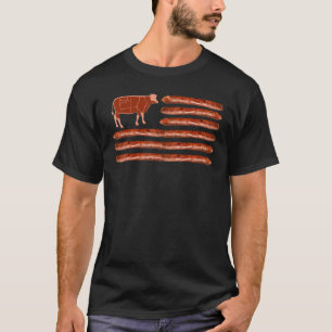 Camiseta Disfraz de parrilla de bandera de salchicha de vac