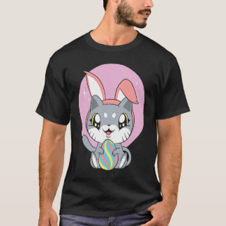 Camiseta Disfraz de Pascua de huevos de conejito gato lindo