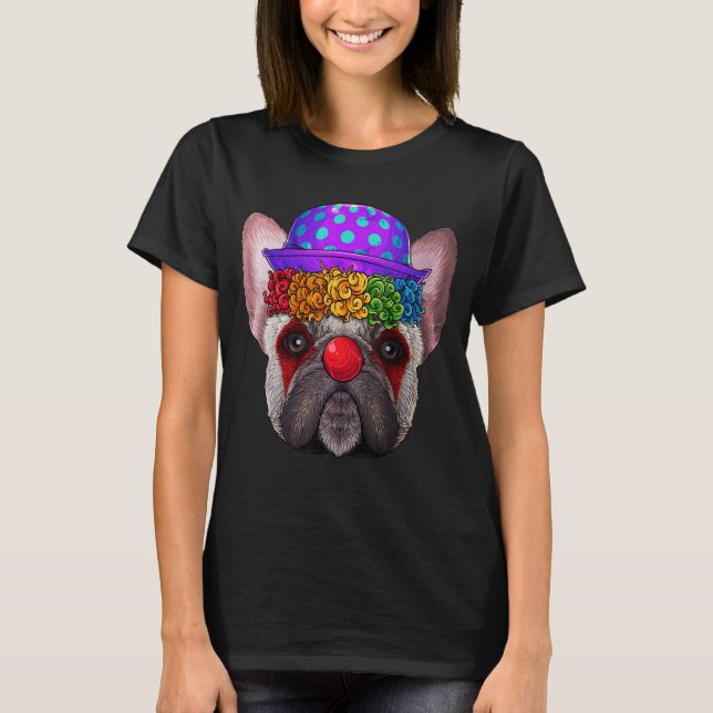 Camiseta Disfraz de payaso divertido de Bulldog Francés par (Anverso)