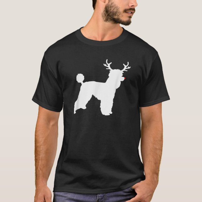 Camiseta Disfraz de perro caniche de Navidad con cuernos de (Anverso)