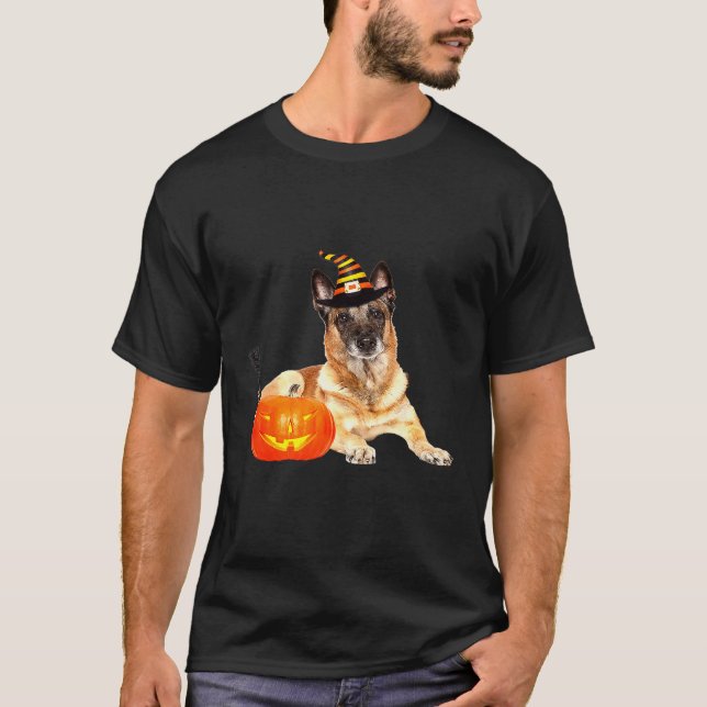 Camiseta Disfraz de perro de Halloween, Gorra de Brujas de  (Anverso)