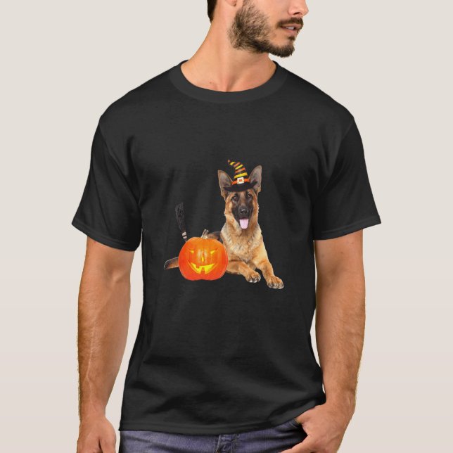 Camiseta Disfraz de perro de Halloween, Gorra de brujas de  (Anverso)