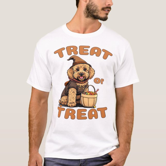 Camiseta Disfraz de perro Labradoodle de Halloween �Dulce o (Anverso)