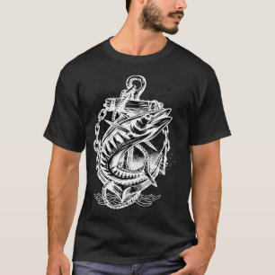 Camiseta Disfraz de Pescador de Halloween Esqueleto Huesos 