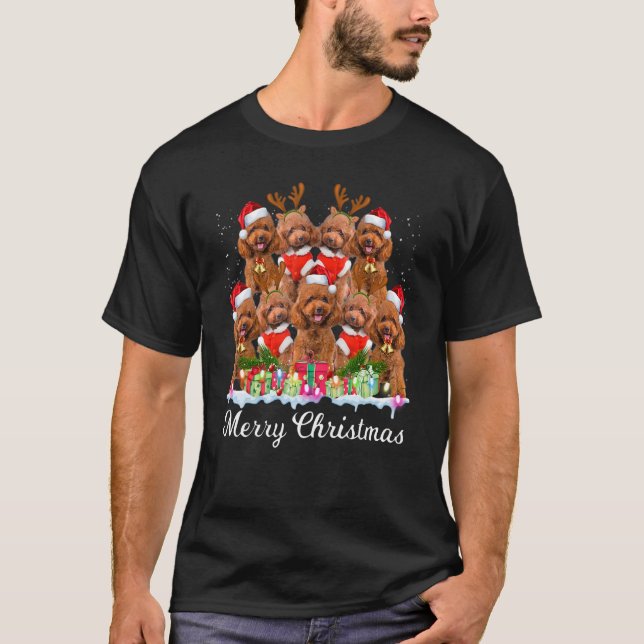 Camiseta Disfraz de Pijama de Navidad para Caniche Fiesta C (Anverso)