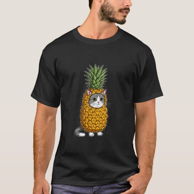 Camiseta Disfraz de Piña de Gato Gris (Anverso)