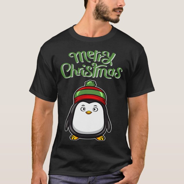 Camiseta Disfraz de pingüino negro para niños Feliz Navidad (Anverso)