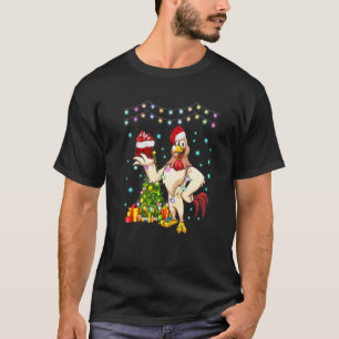 Camiseta Disfraz de pollo de Santa Luces de Navidad Combina