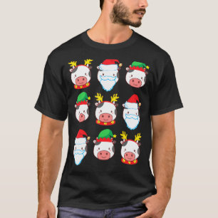 Camiseta Disfraz de Santa Claus Elfo Reno Vaca Feliz Navida