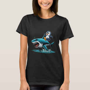 Camiseta Disfraz de tiburón montando pingüino para niños am
