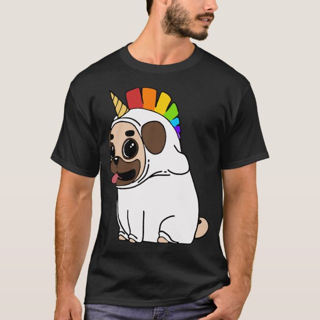 Camiseta Disfraz de unicornio pug (Anverso)