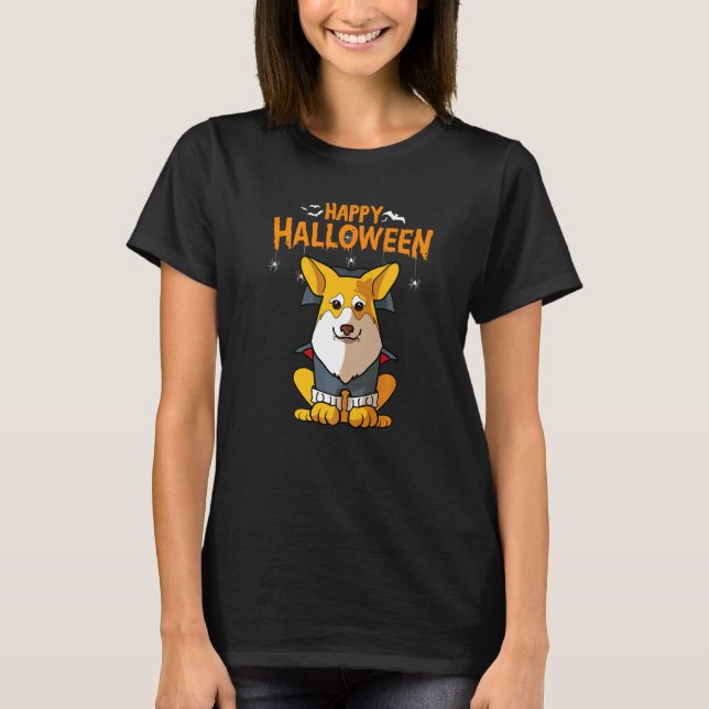 Camiseta Disfraz de vampiro Corgi para perro Halloween (Anverso)