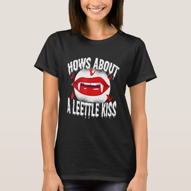 Camiseta Disfraz de vampiro de Halloween que busca besos (Anverso)