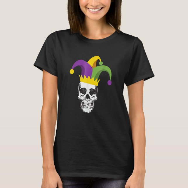 Camiseta Disfraz del desfile Gorra Mardi Gras Skull Jester (Anverso)