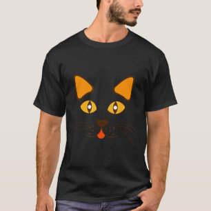 Camiseta Disfraz Divertido Cara de Gato para Halloween