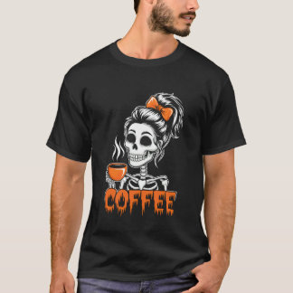 Camiseta Disfraz Divertido de Café con Moño Desordenado de