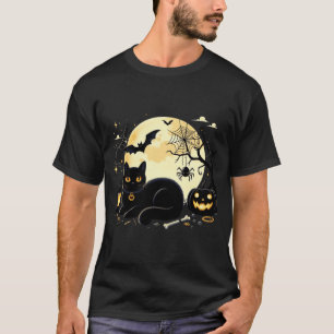Camiseta Disfraz divertido de gato de Halloween Gato calaba