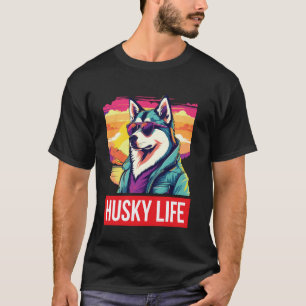 Camiseta Disfraz Divertido de Husky Gangsta Retro Huskies D