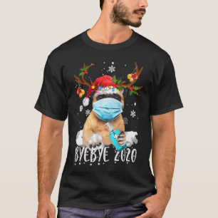 Camiseta Disfraz divertido de pug de reno de Navidad Adiós 