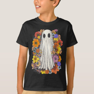 Camiseta Disfraz espeluznante de Halloween Fantasma floral