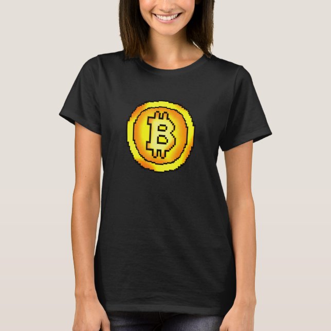Camiseta Disfraz para fans de criptomoneda de Bitcoin Pixel (Anverso)