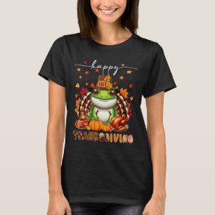 Camiseta Disfrázate de Rana para Acción de Gracias Pavo Hoj