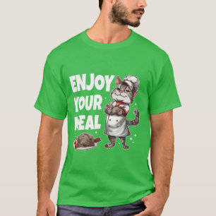 Camiseta Disfruta De Tu Comida Graciosa Cocina Gata
