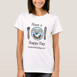 Camiseta Disfruta de un día feliz, huevos y panceta