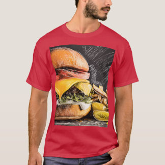 Camiseta Disfruta de una jugosa hamburguesa con queso y ver