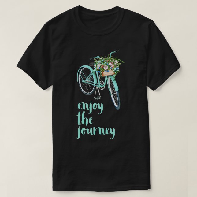 Camiseta Disfrute de la bicicleta verde con flores en el pa (Diseño del anverso)