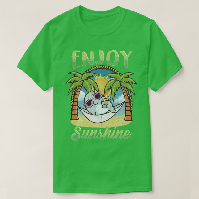 Camiseta Disfrute del Sunshine Narwhal Hammock Beach Ocean (Diseño del anverso)