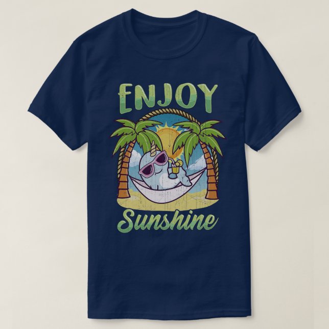 Camiseta Disfrute del Sunshine Narwhal Hammock Beach Ocean (Diseño del anverso)