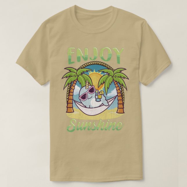 Camiseta Disfrute del Sunshine Narwhal Hammock Beach Ocean (Diseño del anverso)